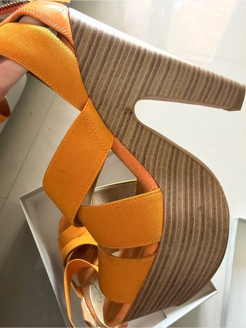 Jessica Simpson Orange Strappy Platform Sandals